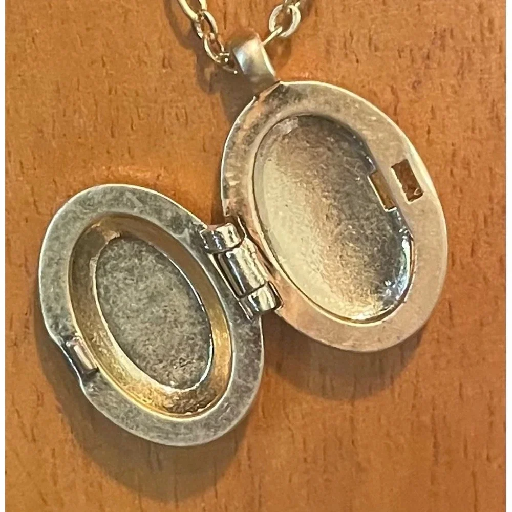Madewell Chain Necklace with Oval Locket Rare zig zag Gold tone Dark Academia
